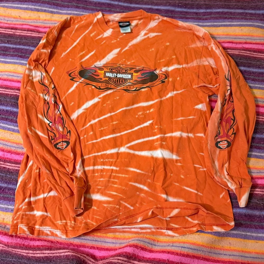 Harley-Davidson Tie-Dye Orange Long Sleeve Tee
